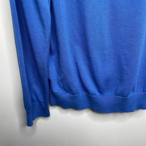 PAUL FREDRICK 1/4 Zip Sweater Men XXL Mock Neck Pullover Supima Cotton Blue - Picture 7 of 10